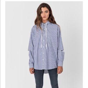 CARMAR hooded stripe shirt with side zipper